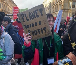 a person with a placard