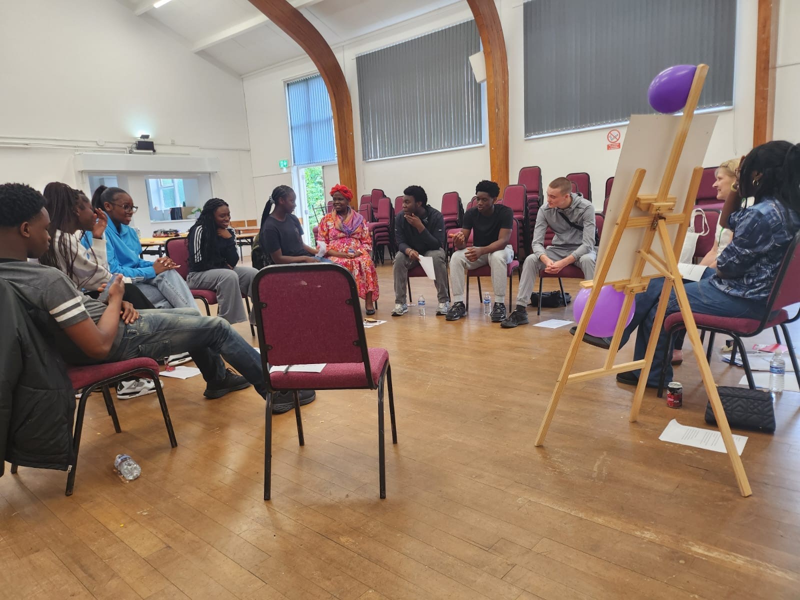 a group of people sitting together